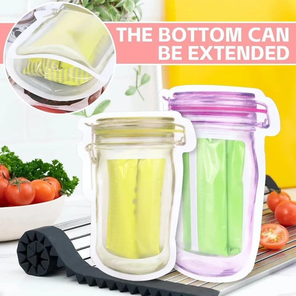 30 PCS Multi-Size Mason Jar Bottle Pattern Zipper Bags,Reusable Airtight Seal Le